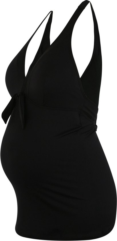 maternity swimsuit, pregnant belly, one-piece, black, tie-front