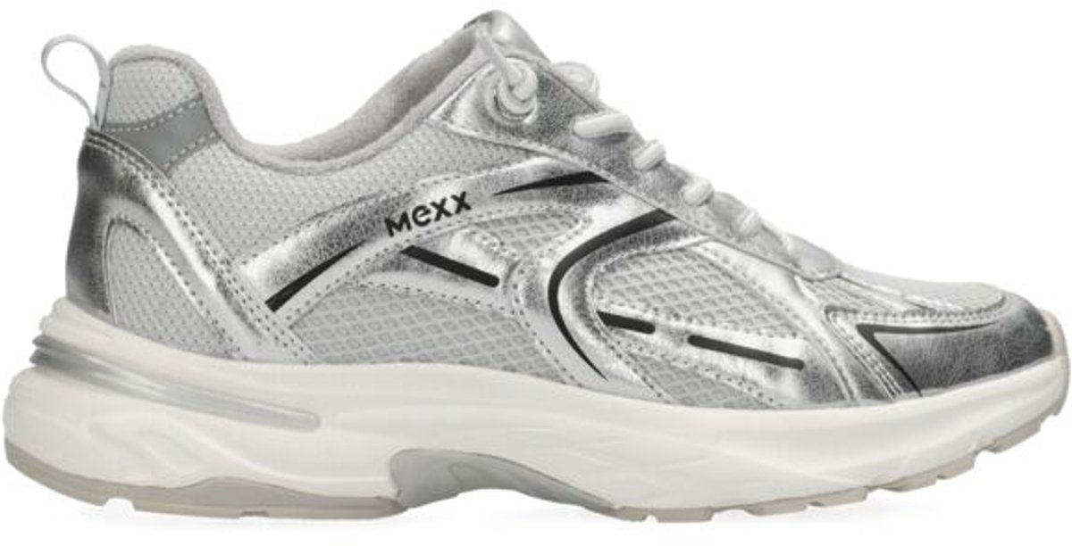 sneaker, metaalachtig, mesh, loopschoen, dikke zool