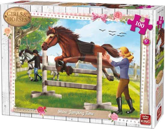 King Girls &amp; Horses Show Jumping Time puzzel 100 stukjes Paardenspringen