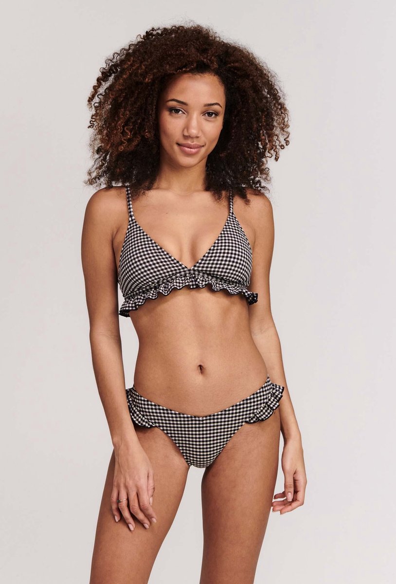 bikini, tweedehands, geruite, frille, zwart-wit