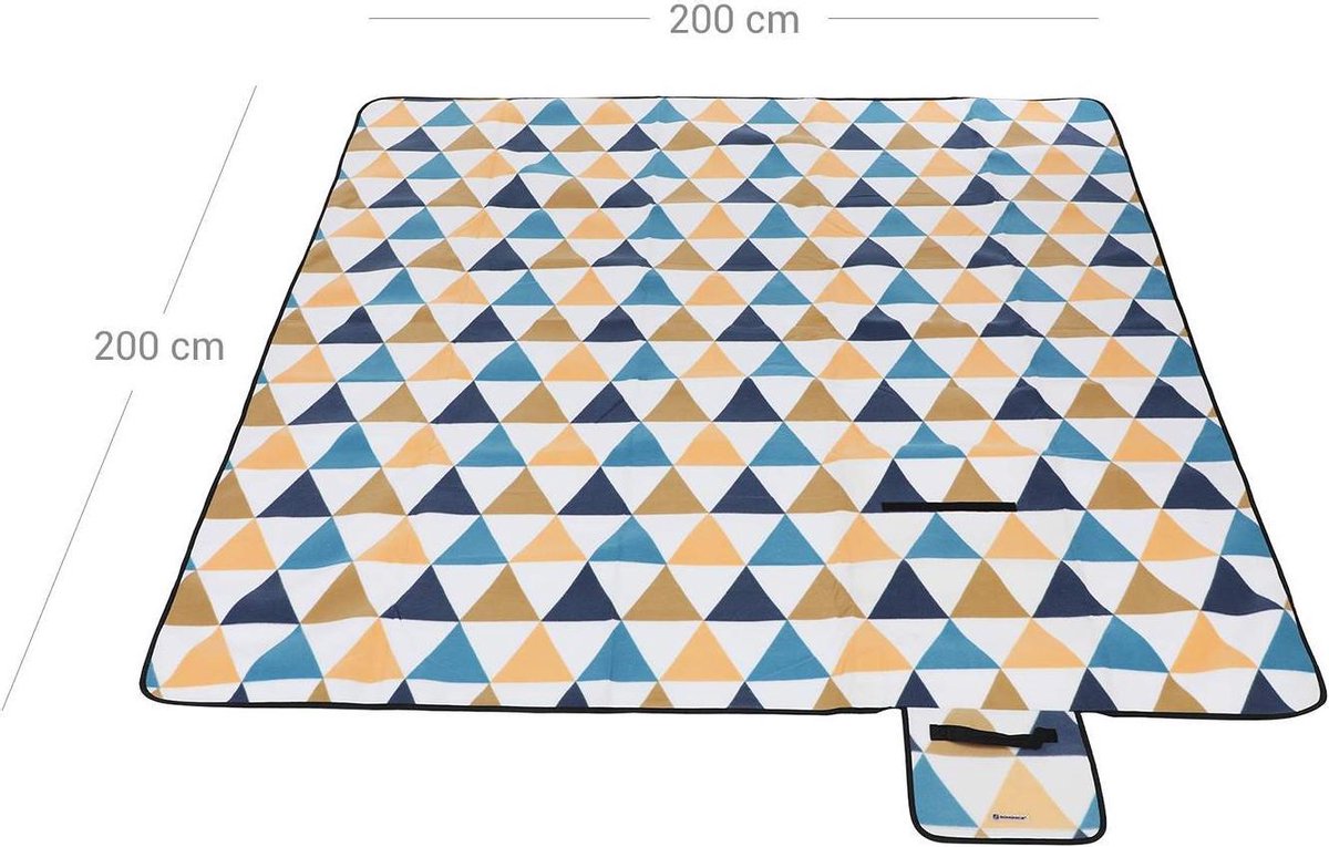 SONGMICS 200 x 200 cm XXL picknickkleed fleece warmte-geïsoleerd waterdicht met handvat GCM76S