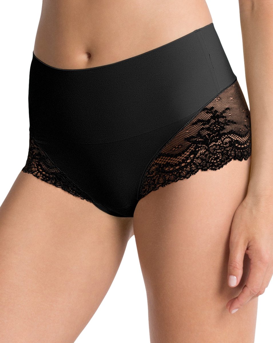 shorts, slip, black, lace, high-waist