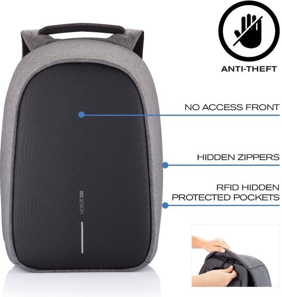 XD Design Bobby Hero XL Anti-Diefstal Rugzak 21,5 liter - Grijs