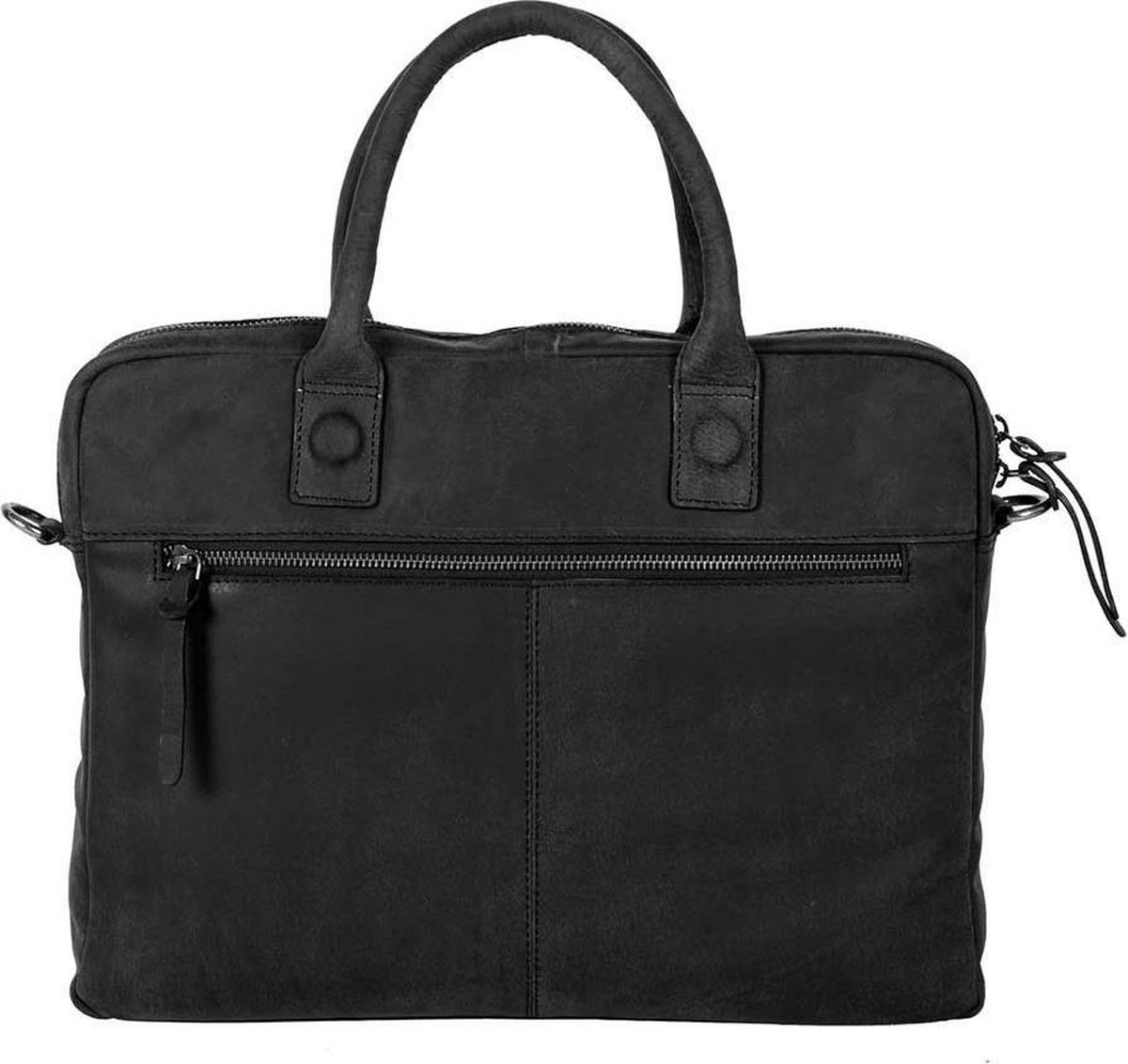 DSTRCT Wall Street Leren Laptoptas - 15,4 inch - Zwart