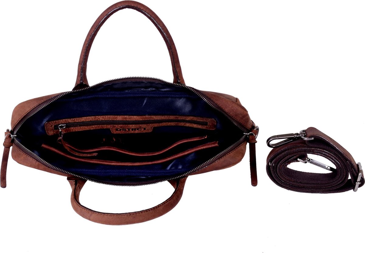 DSTRCT Wall Street Leren Laptoptas - 15,4 inch - Bruin