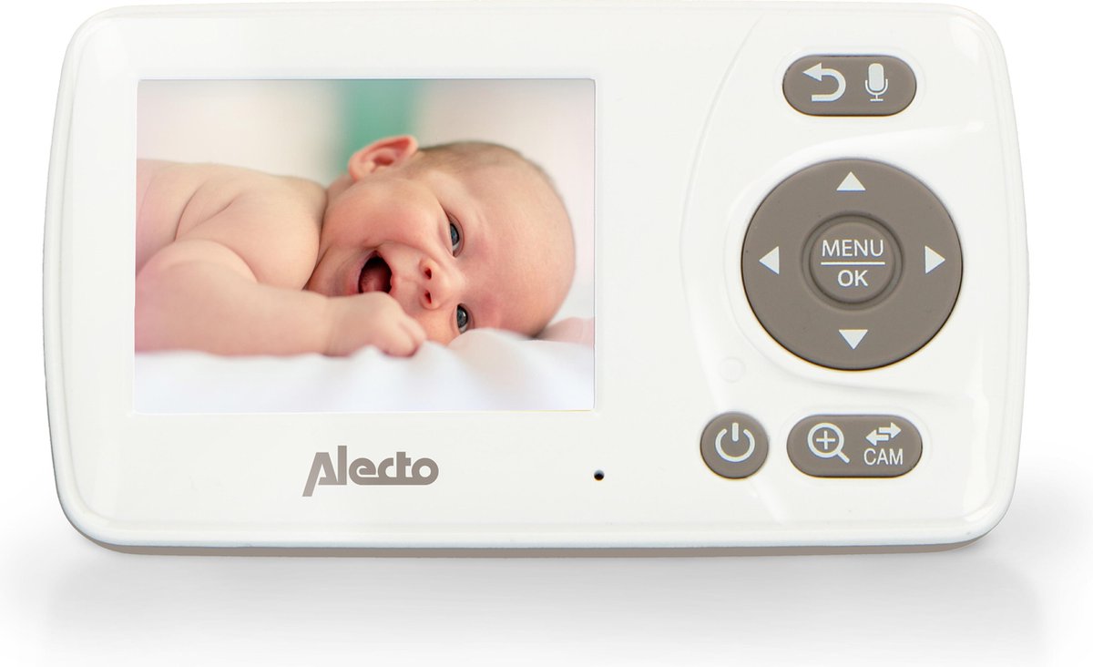 Alecto DVM-71 - Babyfoon met camera en 2.4" kleurenscherm - Wit/taupe