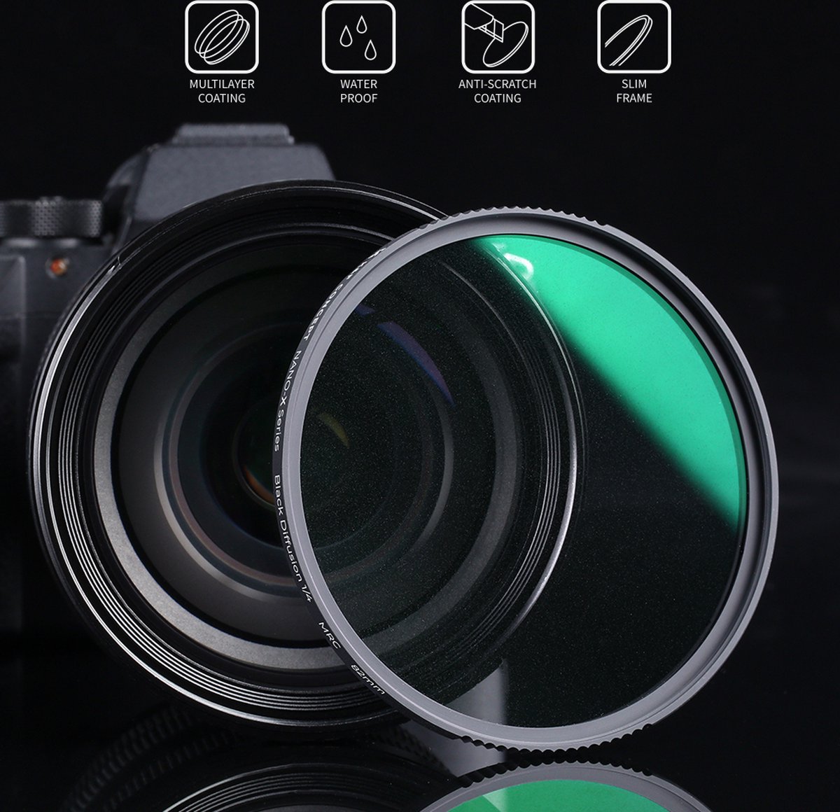 K&F Concept 67mm Black Mist Diffusion 1/4 Nano-X HD MRC filter