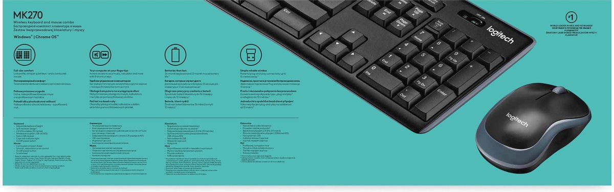 Logitech MK270 - Draadloos Toetsenbord en Muis - Qwerty