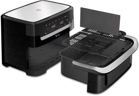 Tefal Dual Easy Fry Flex EY9228 - Dubbele Airfryer 9L - FlexCook - 1 of 2 Kookzones - 7 Programma's - Zwart - Voor 8 Personen