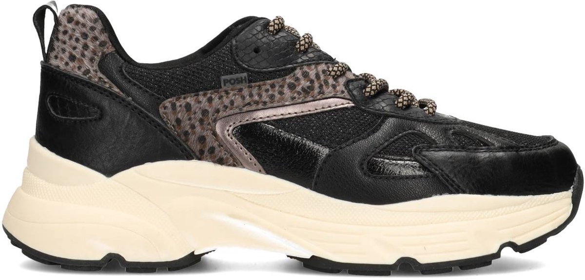 sneaker, athletic shoe, chunky sole, leopard print, black