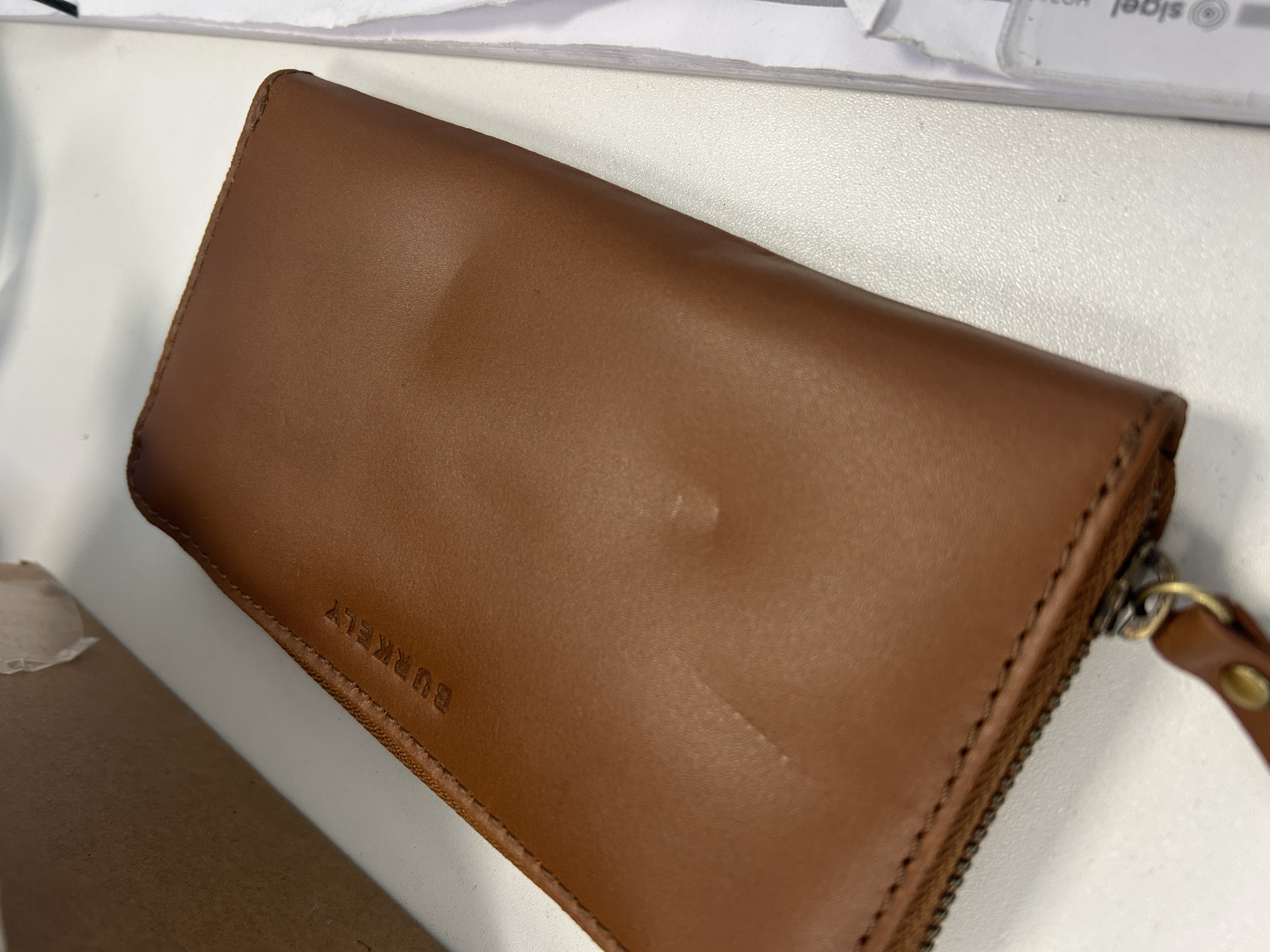 lederen portemonnee, bruin, minimalistisch, wallet, zak