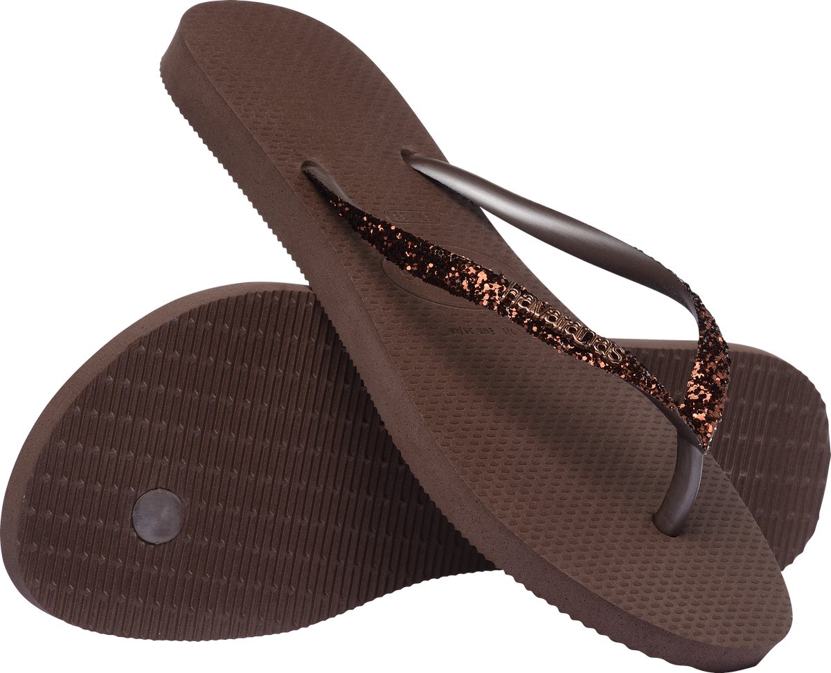 sandaal, flip-flop, bruine kleur, glitters, polyurethaan (PU) oppervlak