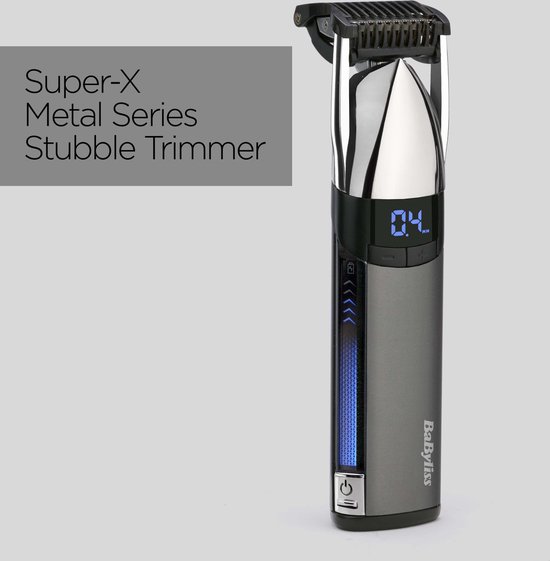 BaByliss Super-X Metal S996E Baardtrimmer - Japans Staal Mes - 0.4mm-5.0mm haarlengte - Digitaal Sch