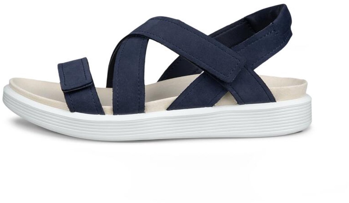 sandalen, sandalen met bandjes, navy blauw, strap sandaal, katoenen voetbed