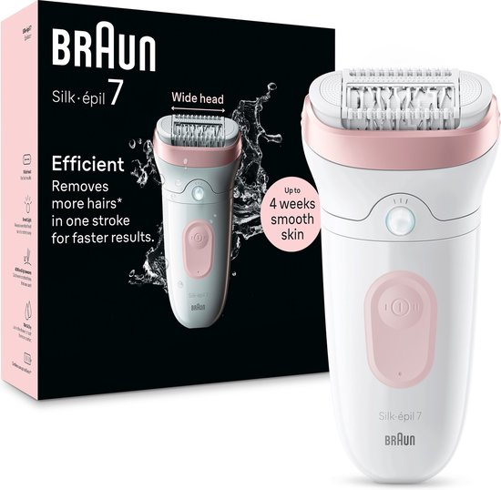 Braun Silk·épil 7 - Epilator voor Eenvoudige Ontharing - Langdurig Gladde Huid - 7-000 - Wit/Flaming