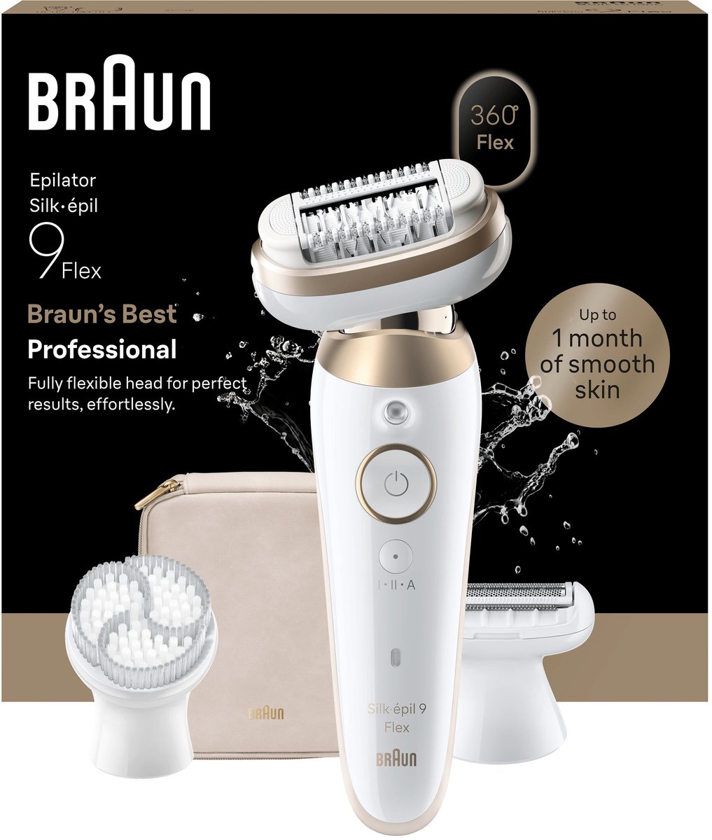 Braun Silk·épil 9 Flex 9-060 3D - Wet & Dry Epilator - Langdurig Gladde Huid - Volledig Flexibele kop - Ladyshave Scheerkop, Trimmerkam en Exfoliatieborstel