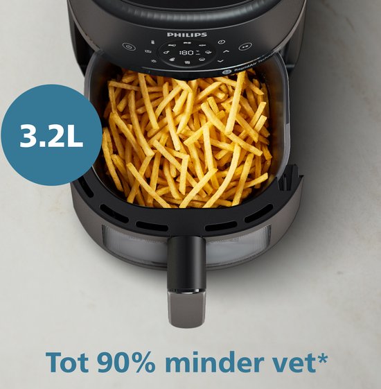 Philips 2000 Series Airfryer - NA210/00 - Kijkvenster - RapidAir - 3.2L - Tot 3 Personen - Zwart