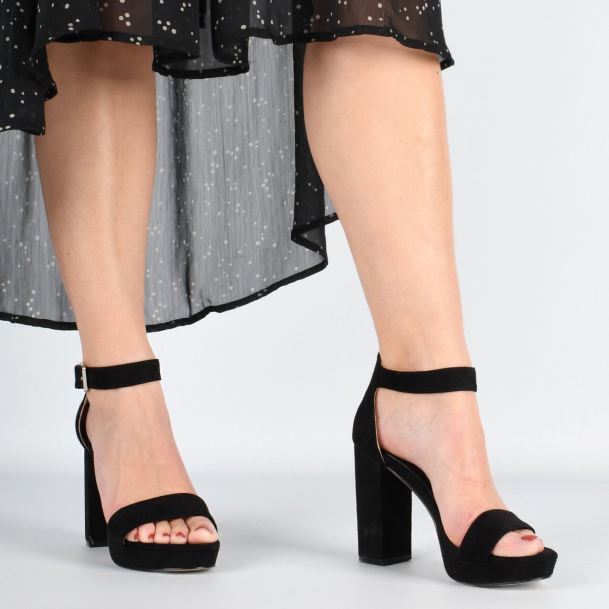 POSH by Poelman - Maat 38 - LAAR Dames Sandalen met hak - Zwart