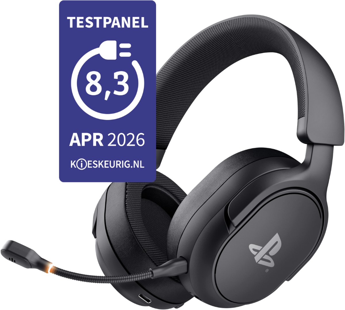 hoofdtelefoon, over-ear, USB-C, microfoonarm, zwart
