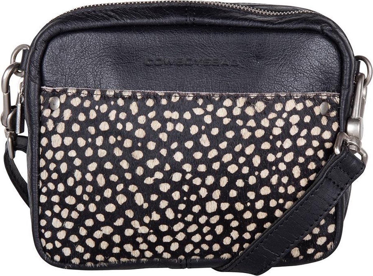 handtas, crossbody, leer, zachte textuur, dotted patroon