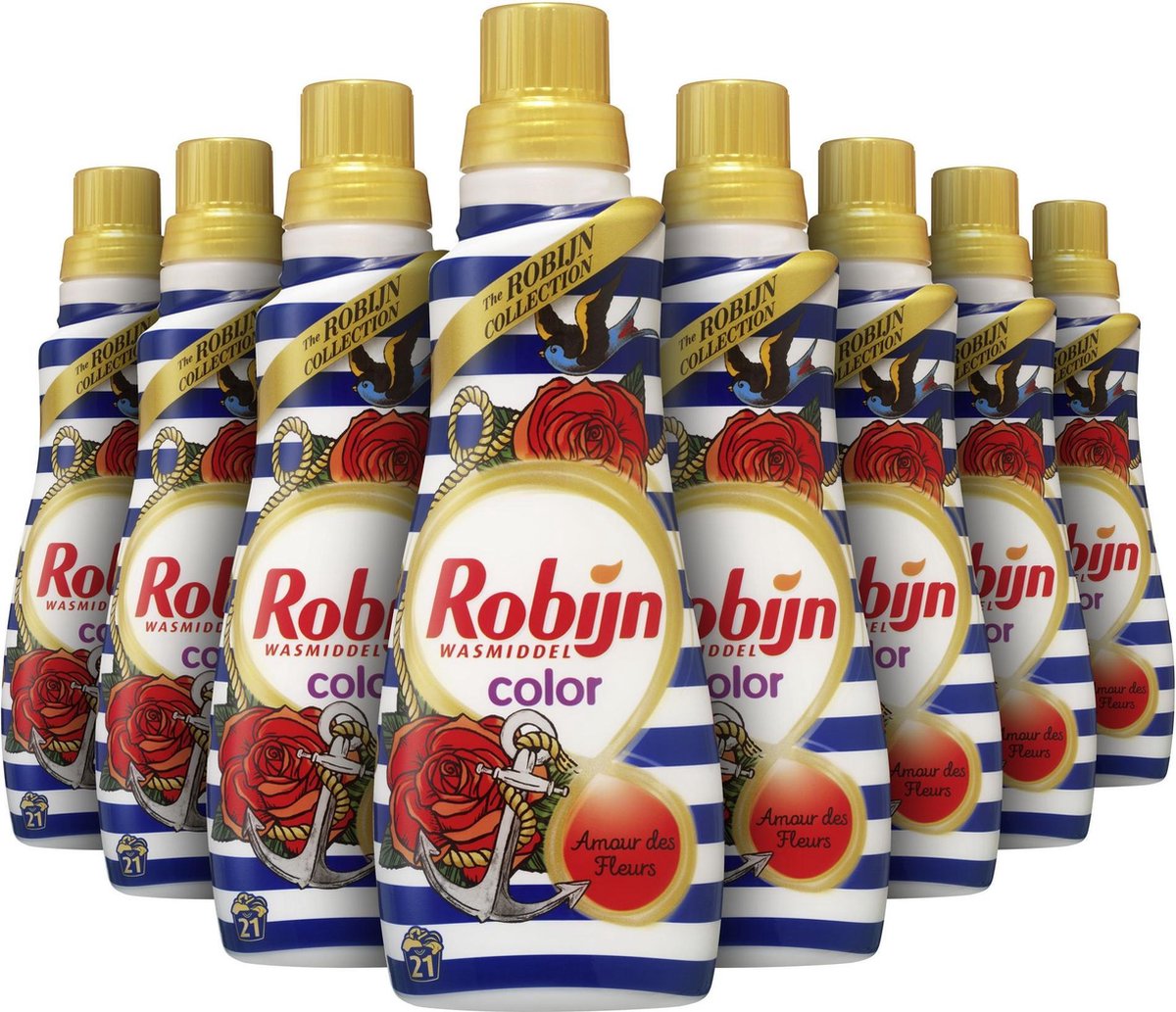 Robijn Klein & Krachtig Amour des Fleurs Vloeibaar Wasmiddel - 8 x 21 wasbeurten