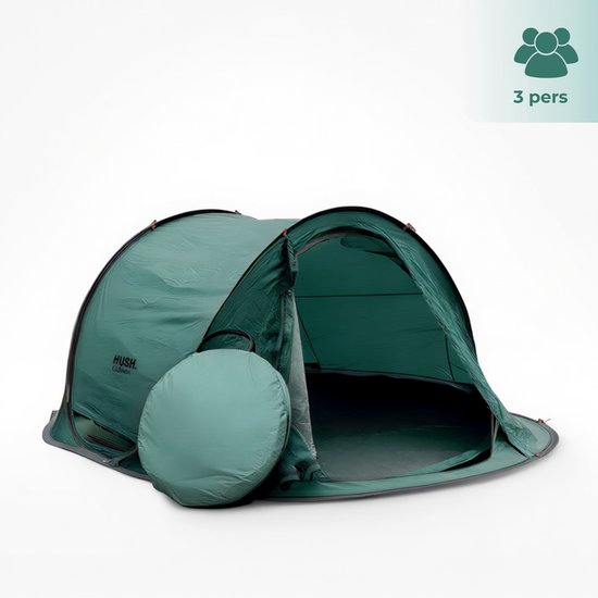 HUSH Outdoor - Campingtent 2 tot 3 persoons - pop up systeem - met ophanghaakje en opbergvakken -inc. draagzak
