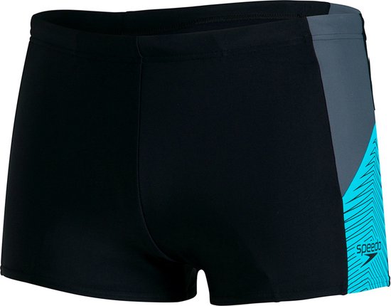 zwembroek, badpak, zwart, blauw accente, speedo