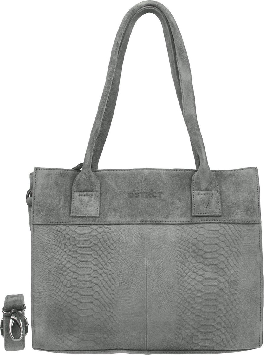 tote, handtas, grijs, suède, pythonprint