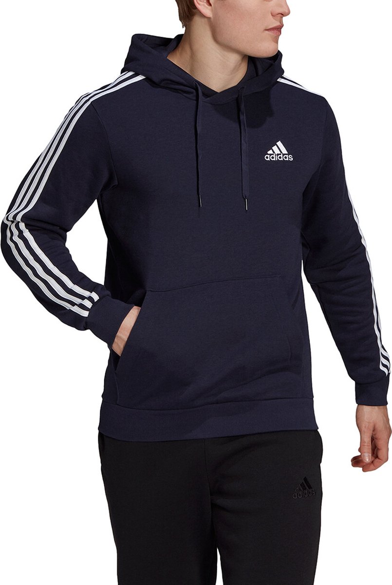 adidas - Maat L Essentials Fleece 3-Stripes Heren Trui Kleding, Breigoed, Trui, Sweatshirt, Capuchon