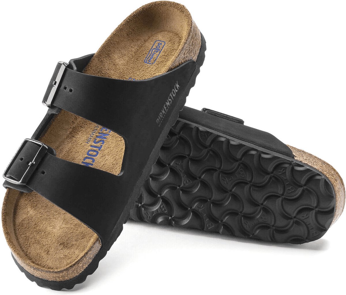 Birkenstock - maat 38- Arizona SFB Nubuck Narrow Dames Slippers - Black
