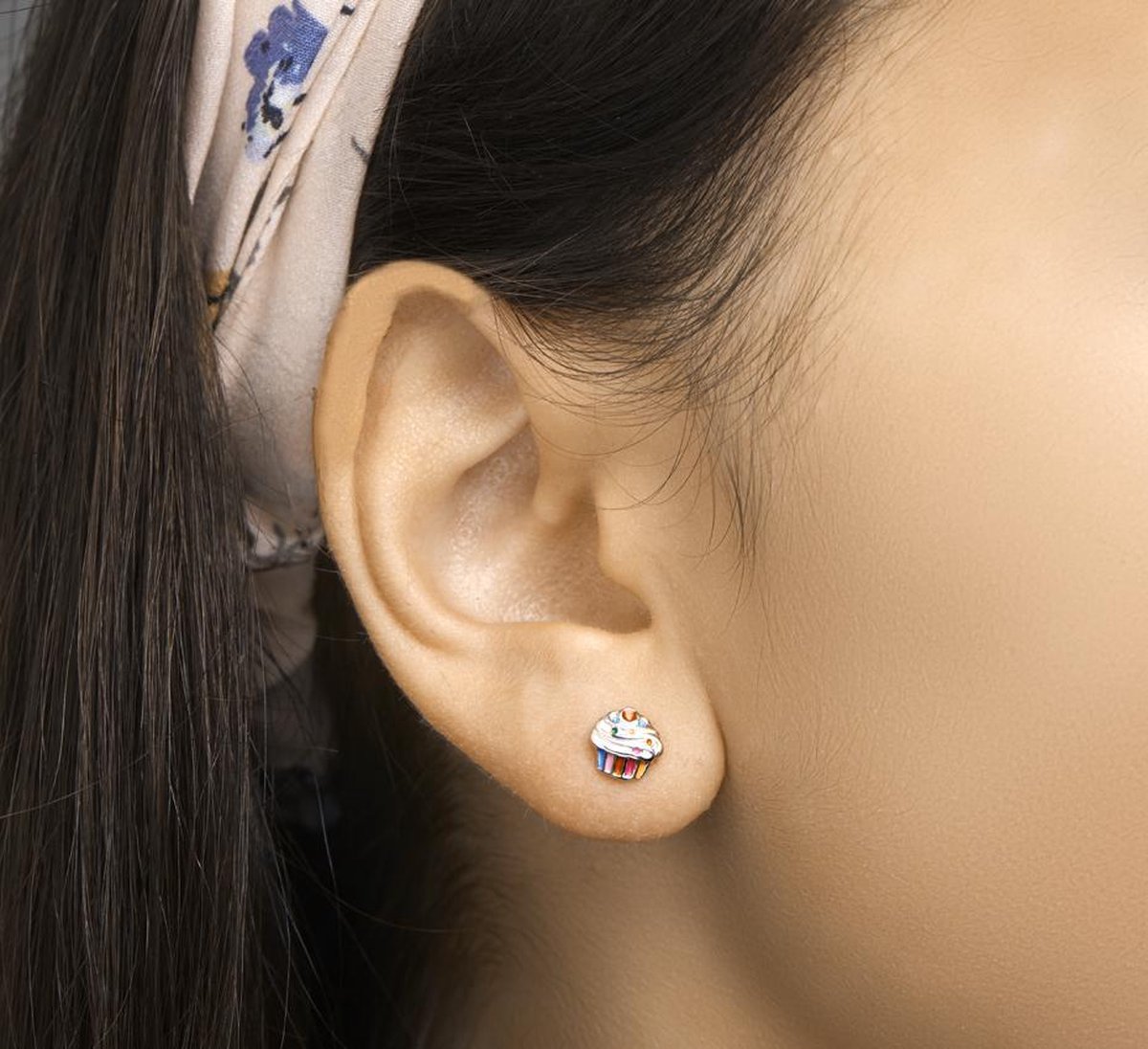 The Jewelry Collection - Oorknoppen Cupcake - Zilver