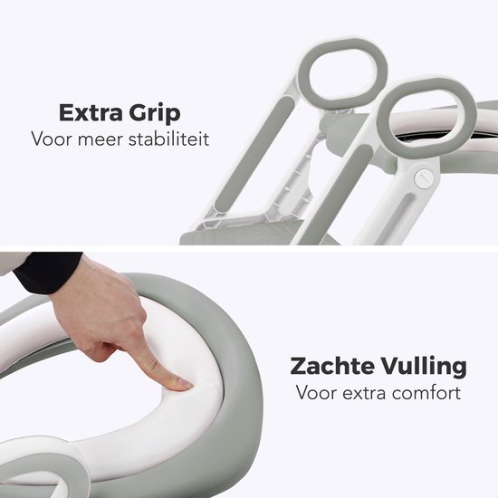 WC Verkleiner - Toilettrainer met Opstapje - Opvouwbaar - 2 tot 7 Jaar - Grijs/Wit