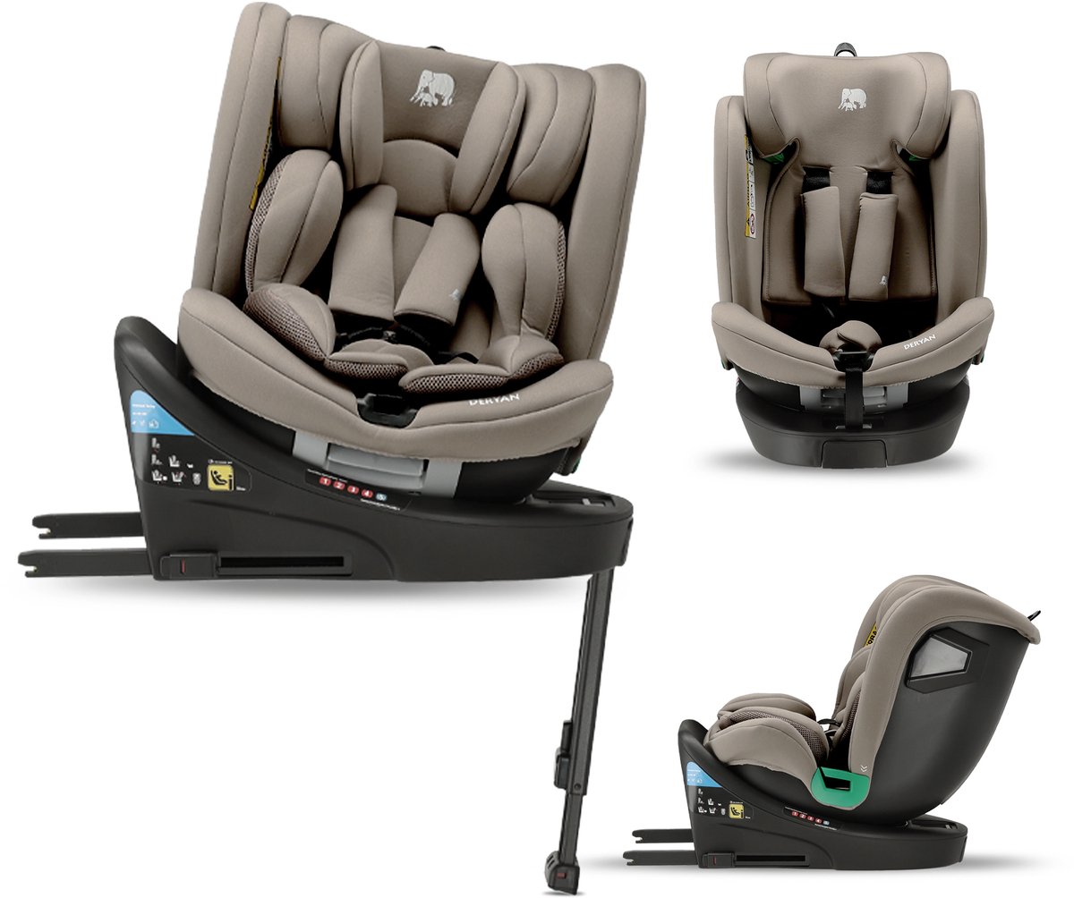 Deryan Chase Luxe i-Size Autostoeltje - 0-36kg - Isofix - steunpoot - 360° draaibaar - Truffle Nougat