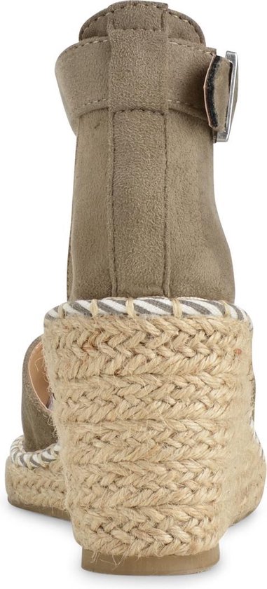 PS Poelman - Maat 39 - Espadrilles met Sleehak - Enid - Khaki Groen