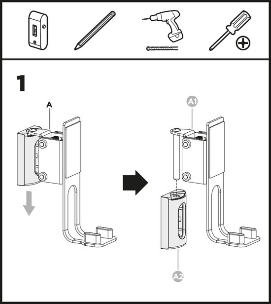 Muurbeugel voor Sonos PLAY:1, ONE en ONE SL - full motion - kleur wit