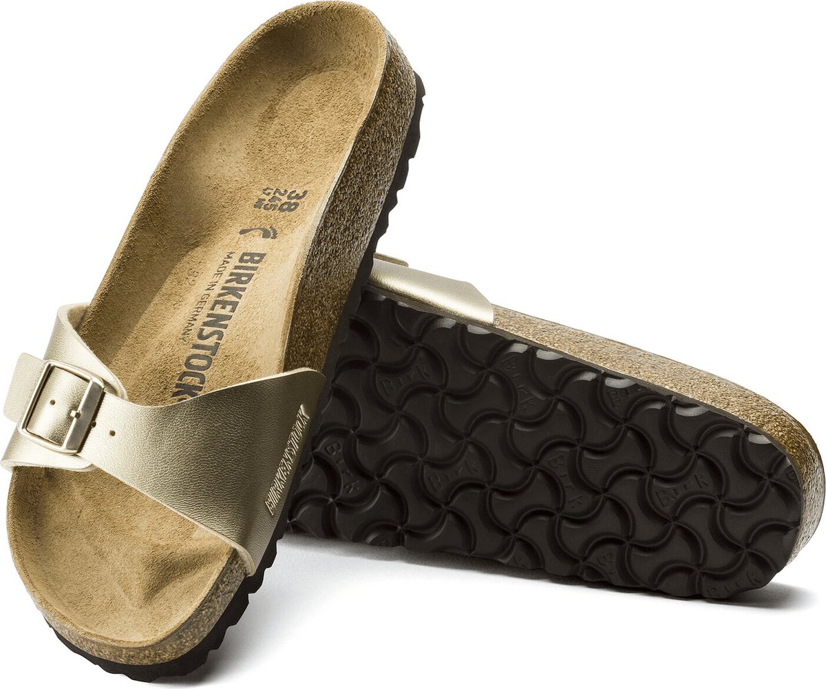 Birkenstock - Maat 38 - Madrid BF Gold Narrow Dames Slippers - Gold