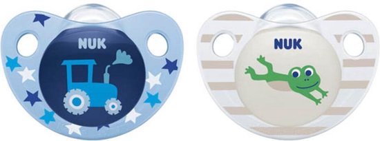 NUK 10736094 Fopspeen - Trend Line Boy - 18-36 maanden, 2 stuks - Fopspeen zonder ring