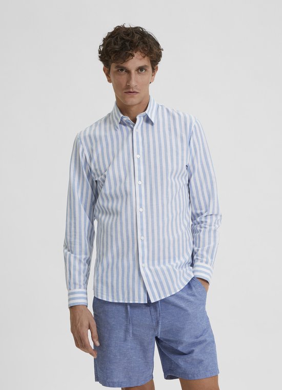 SELECTED HOMME - Maat S - SLHSLIMNEW-LINEN T-Shirt LS CLASSIC W Mannen T-Shirt