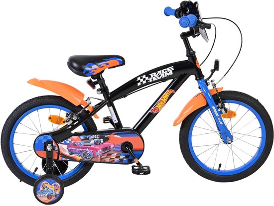 Hot Wheels Kinderfiets - Jongens - 16 inch - Zwart Oranje Blauw - Twee Handremmen
