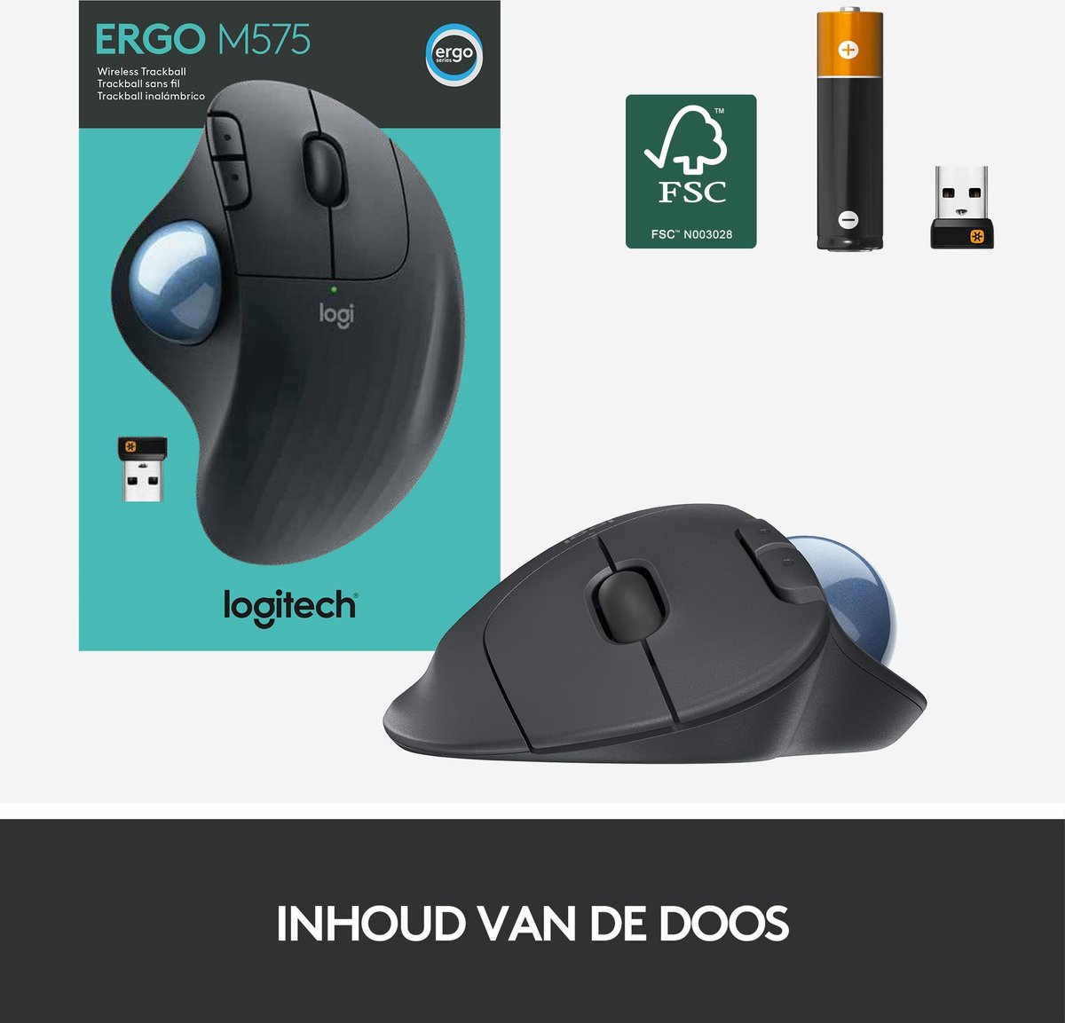 Logitech M575 ERGO Draadloze Trackball Muis - Graphite
