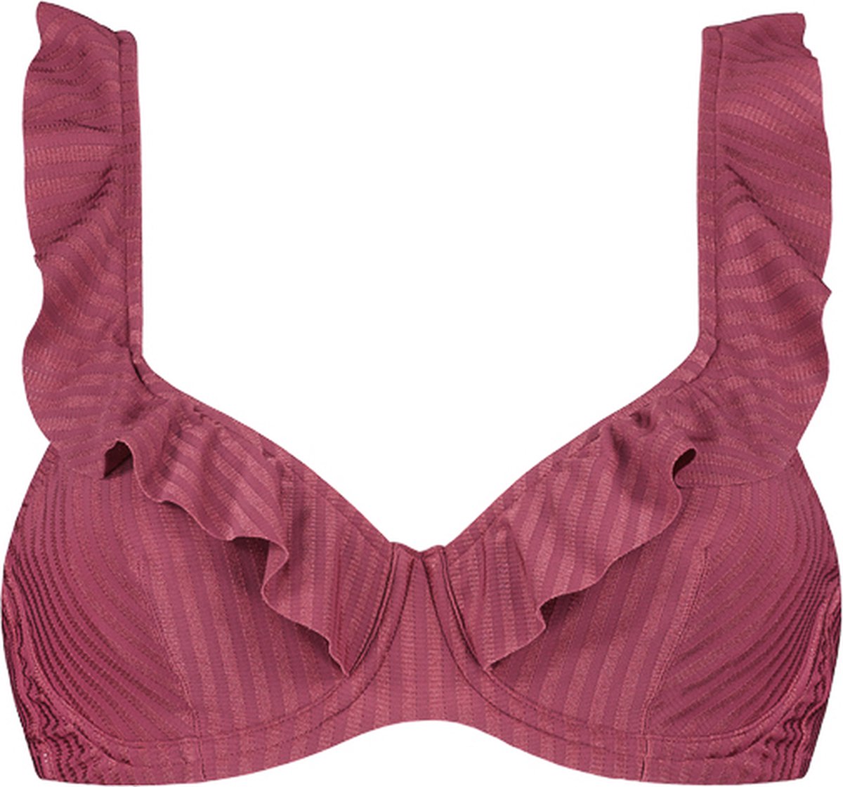 bh, bikinitop, driehoekscups, ruesel-detail, roze tint