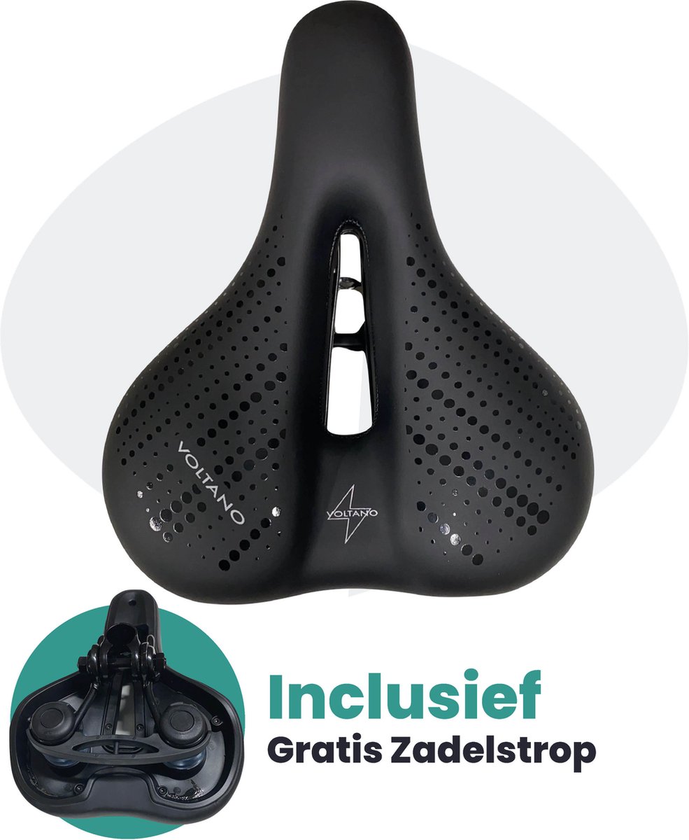 Voltano Dames Fietszadel - Uitsparing - Waterdicht - Elastomeer Vering - Gratis Zadelstrop