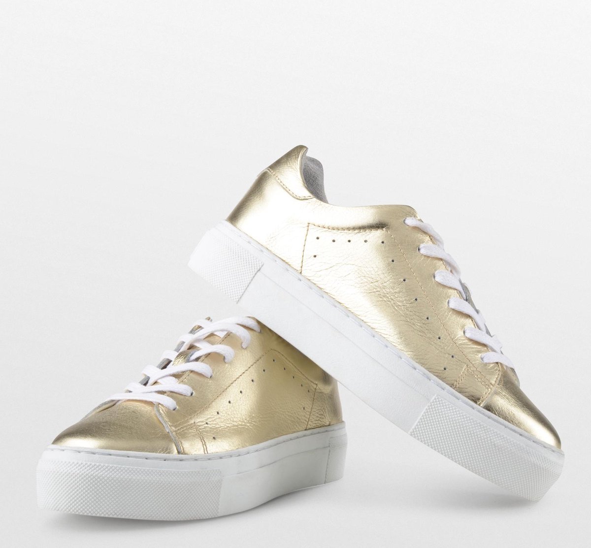 PS Poelman - Maat 39 - TITULAR Dames Casual Leren Tennis Sneaker - Metallic Goud
