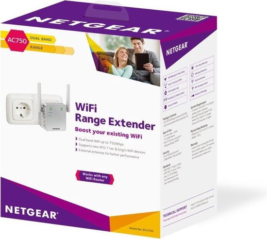 Netgear EX3700 - Wifi versterker - 750 Mbps