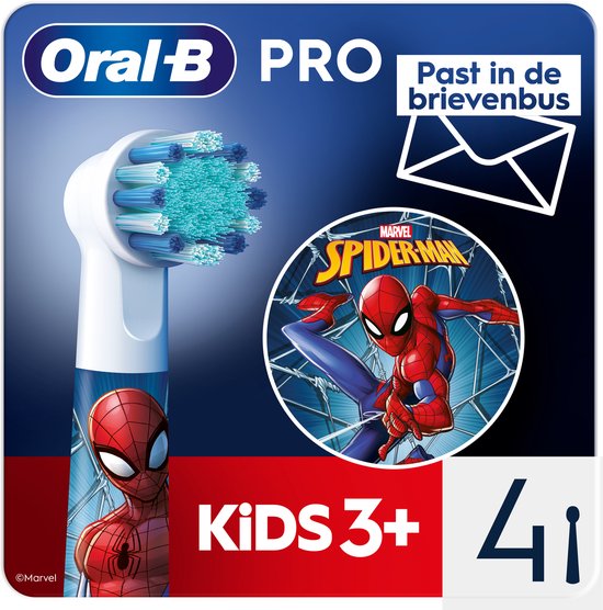 DGM-outlet-Oral-B-Pro-Kids-Opzetborstels-Met-Spider-Man-4-Stuks-aanbieding-prijs-sale-3 Penseel, Apparaat, Hulpmiddel, Tandenborstel