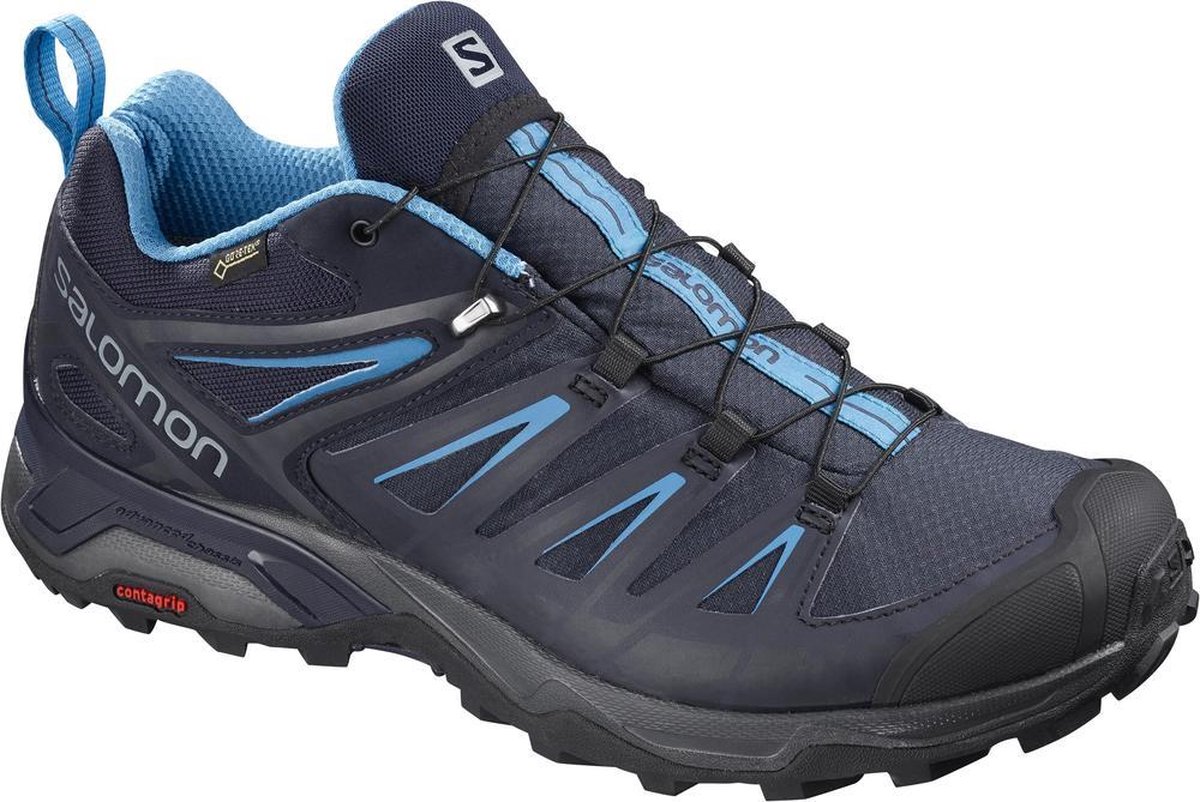 wandelschoen, hoge duurzaamheid, blauw, gore-tex, vetersysteem