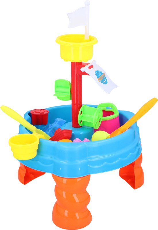 Eddy Toys zand- en watertafel - met bakje, harkje, schepje, gieter en 5 vormpjes - Ø 38 cm - 58,5 cm