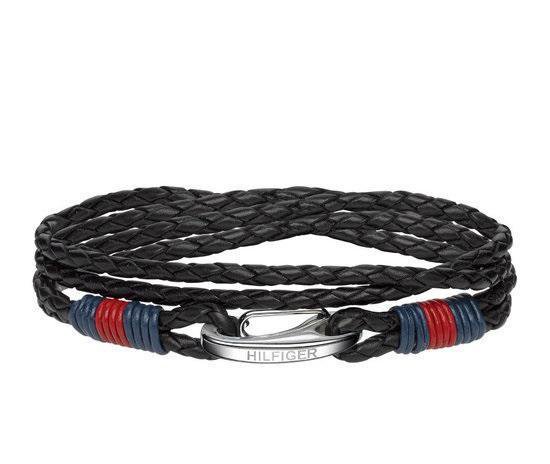 Tommy Hilfiger Armband - Zwart - Leer - diameter: 41 cm