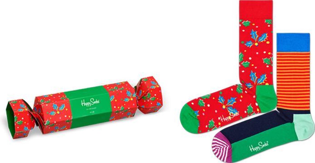 Happy Socks - 41/46 - Christmas Cracker Holly Giftbox - 2-pack