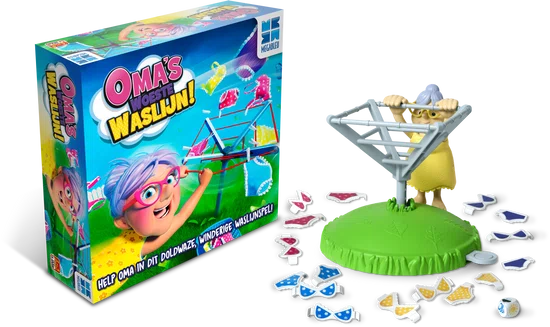 Oma's Woeste Waslijn - Actiespel - Spelletjes voor Kinderen - Met Draaiende Waslijn